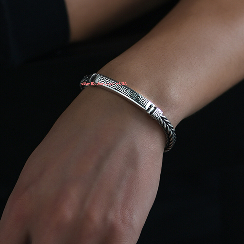 Solid 925 Sterling Silver 6mm Long Tube Wheat Link Chain Bracelet 7.09-7.87inchL