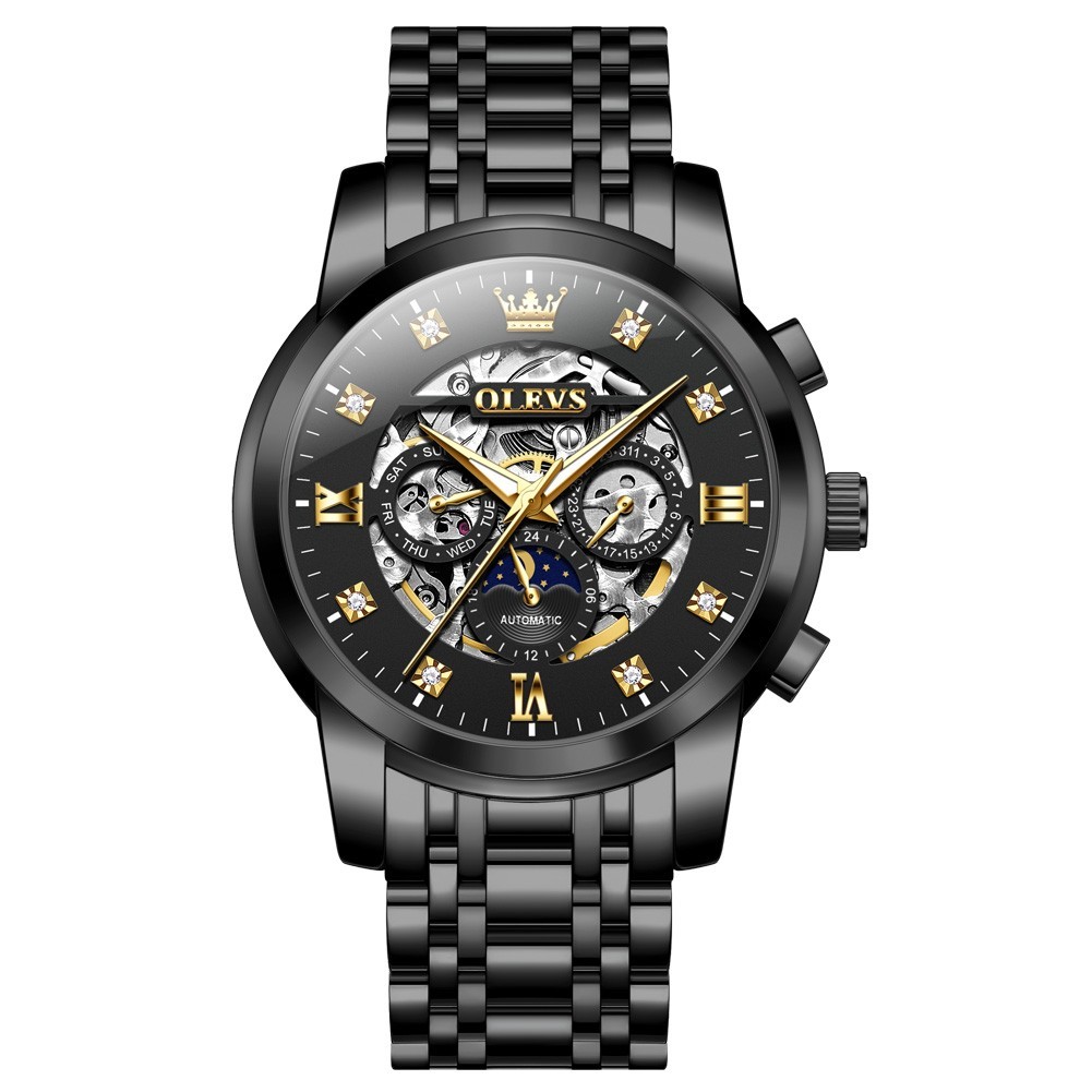 OLEVS 6721 Hollow Multifunction Dial Fashion Men Automatic Mechanical Wristwatch