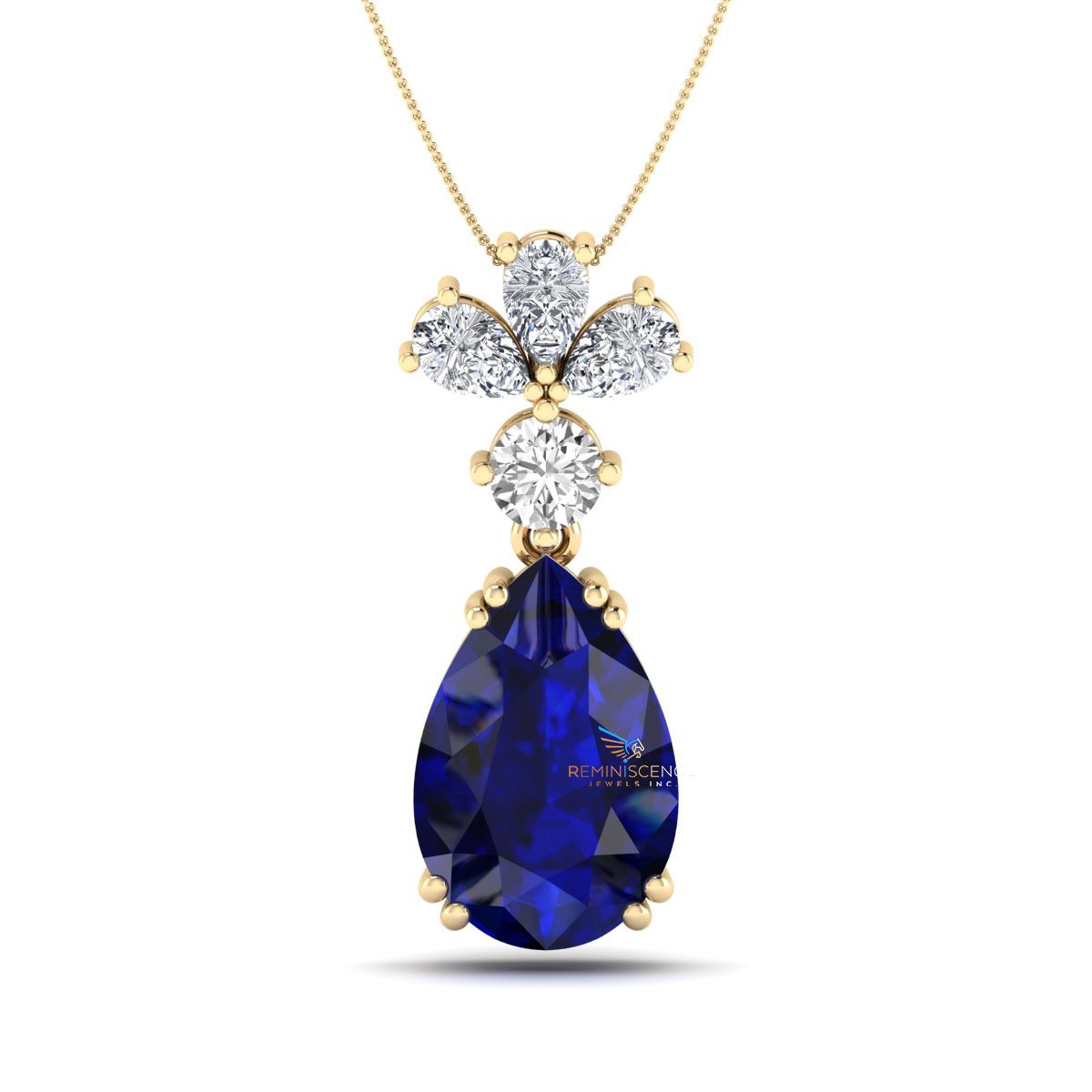 Pear Cut Lab Grown Diamond 14K White Gold Stylish Teardrop Women’s Necklace