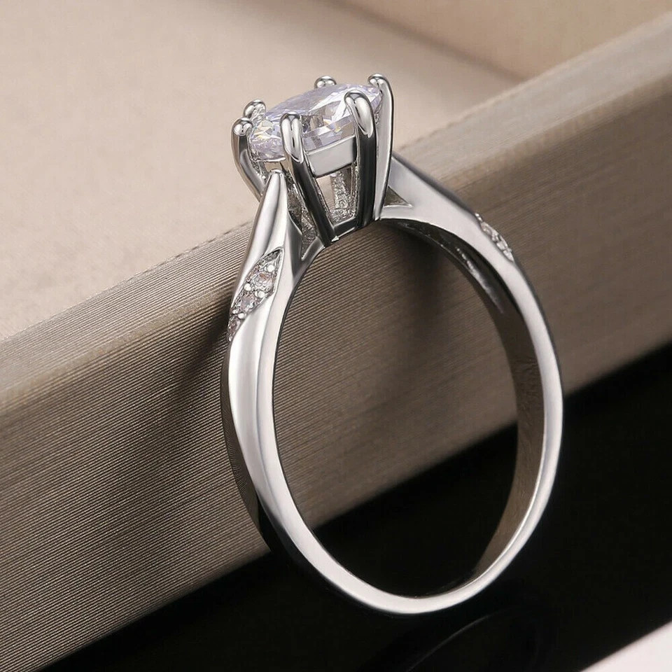 1.20Ct Round Cut Lab Created Diamond Solitaire Women Ring 14K White Gold Plated
