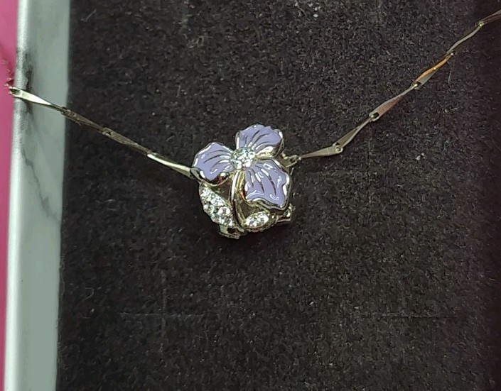 WOSTU 925 Sterling Silver Mystic Purple Flower Butterfly Charm Mesh Bracelet Set