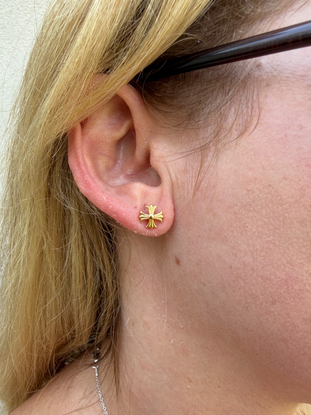 Real 14k Gold Over Solid 925 Silver Men Hearts Chrome Star Earrings Plain Studs
