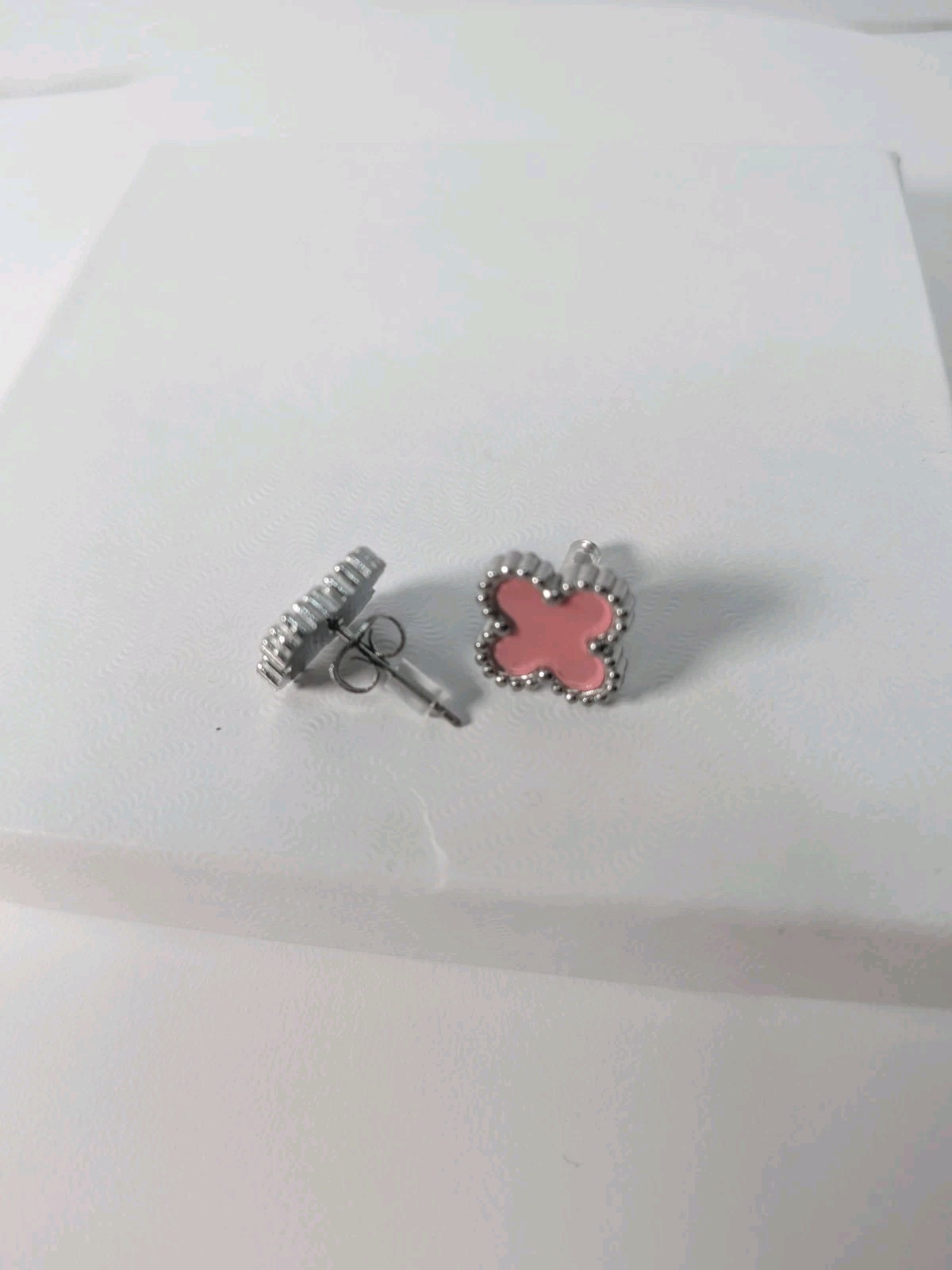 Adornia Set 3 Clover Stud Earrings Silver Pink Black White 14k Gold or Rhodium