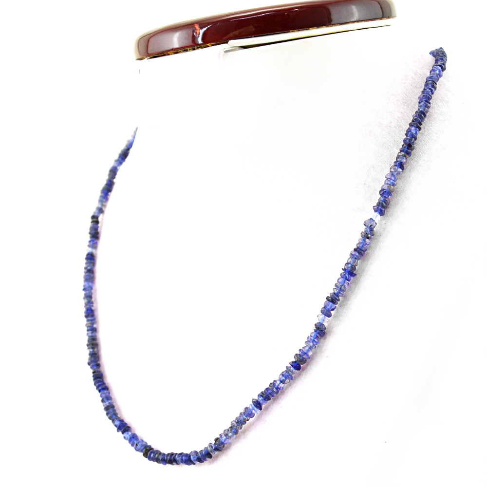 Unheated 61.50 Cts Earth Mined Blue Tanzanite Faceted Round Shape Beads Necklace