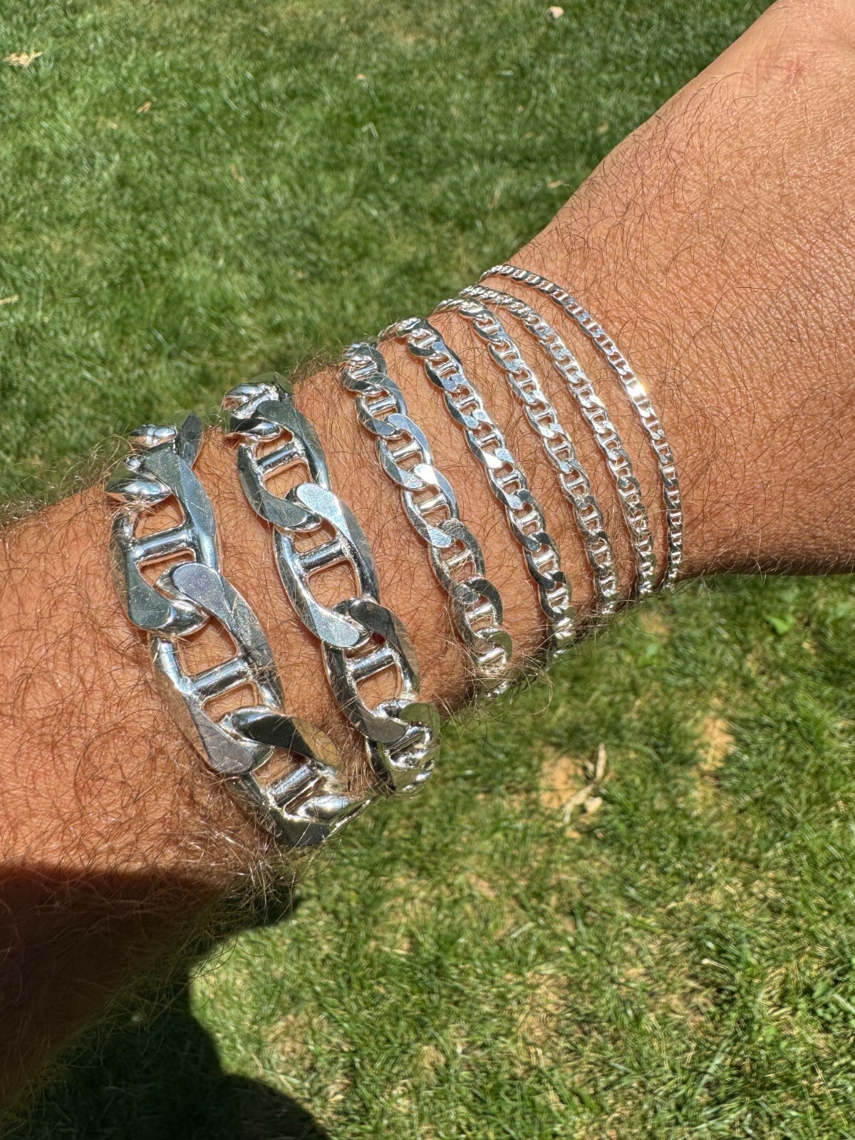 Real Solid 925 Sterling Silver Mariner Link Bracelet ITALY 2.5-16mm ITALY MADE