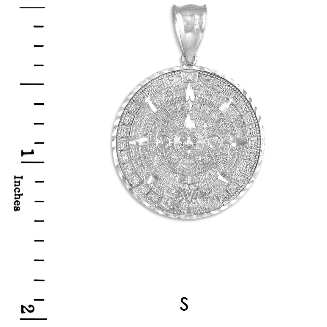 Sterling Silver Aztec Mayan Sun Calendar Pendant (S/M/L)