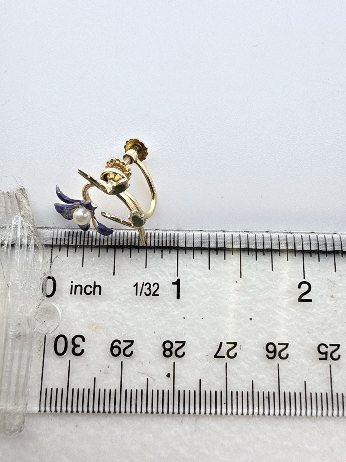 KREMENTZ VTG 14K OVERLAY ENAMEL CULTURED PEARL LILY BROOCH & EARRINGS K116E