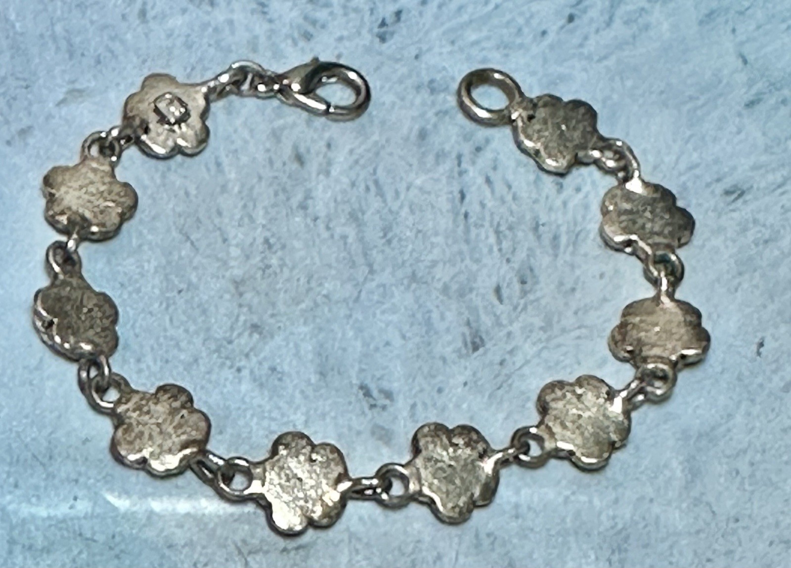 Vintage Premier Design AB Rhinestone Flower Silver Tone Bracelet 7.5″