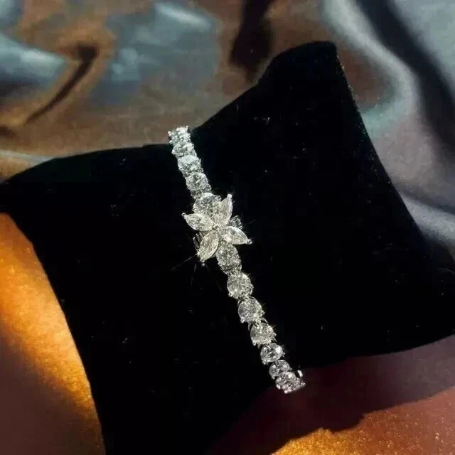 9TCW Round Cut Lab Created Diamond Tennis Women’s Bracelet 925 Sterling Silver