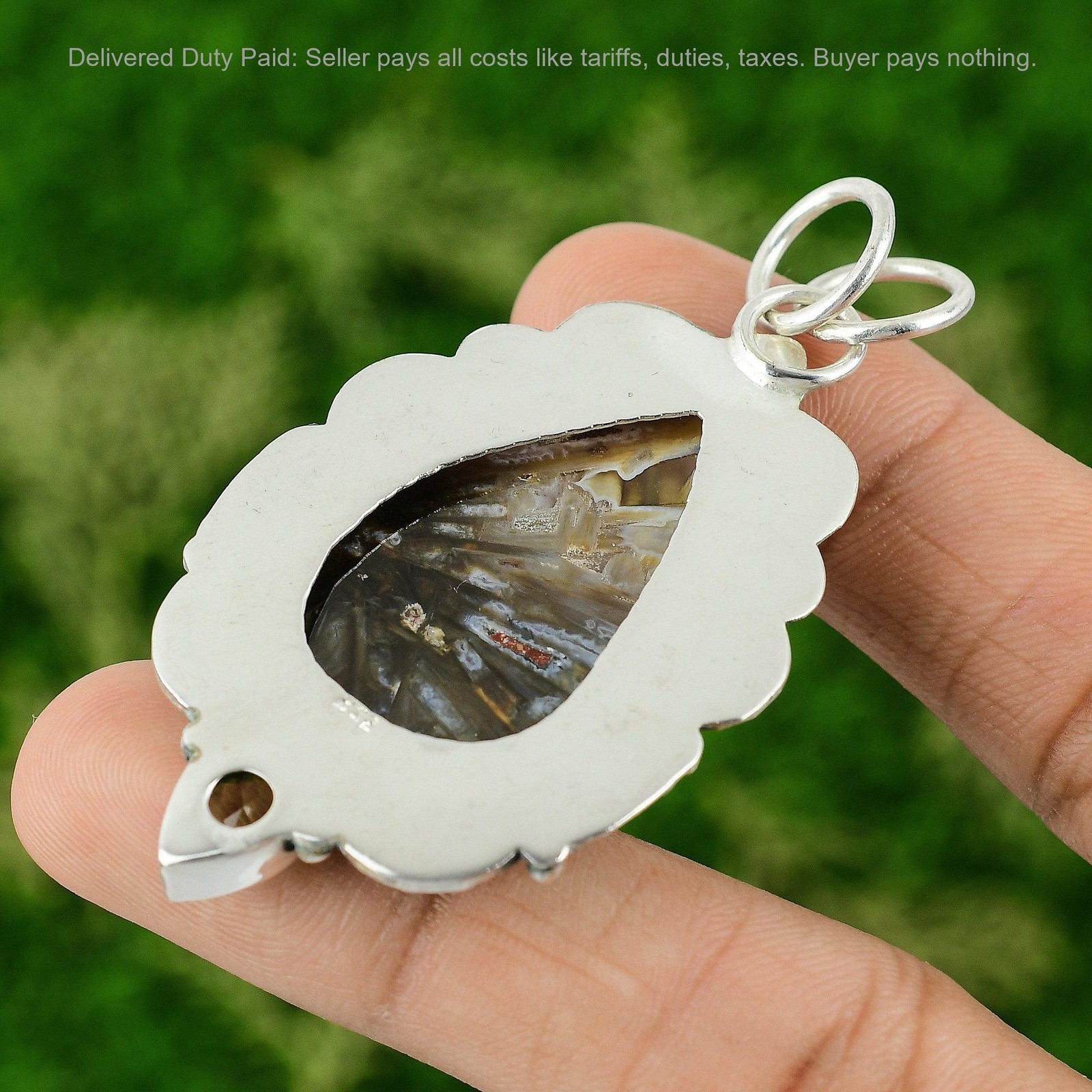 925 Silver Stick Agate Gemstone Peridot Bezel New Anniversary Pendant Jewelry