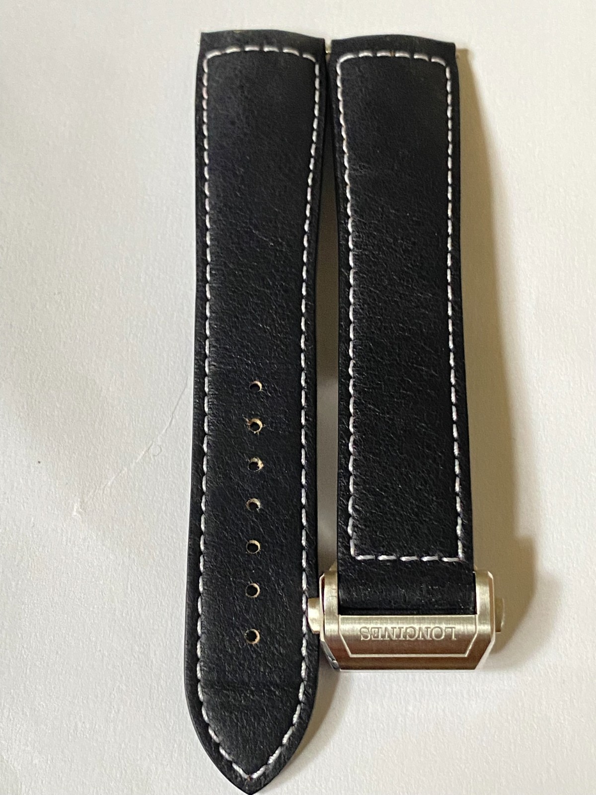 22-18 mm mm black easy fit leather strap with deployment buckle for Longines