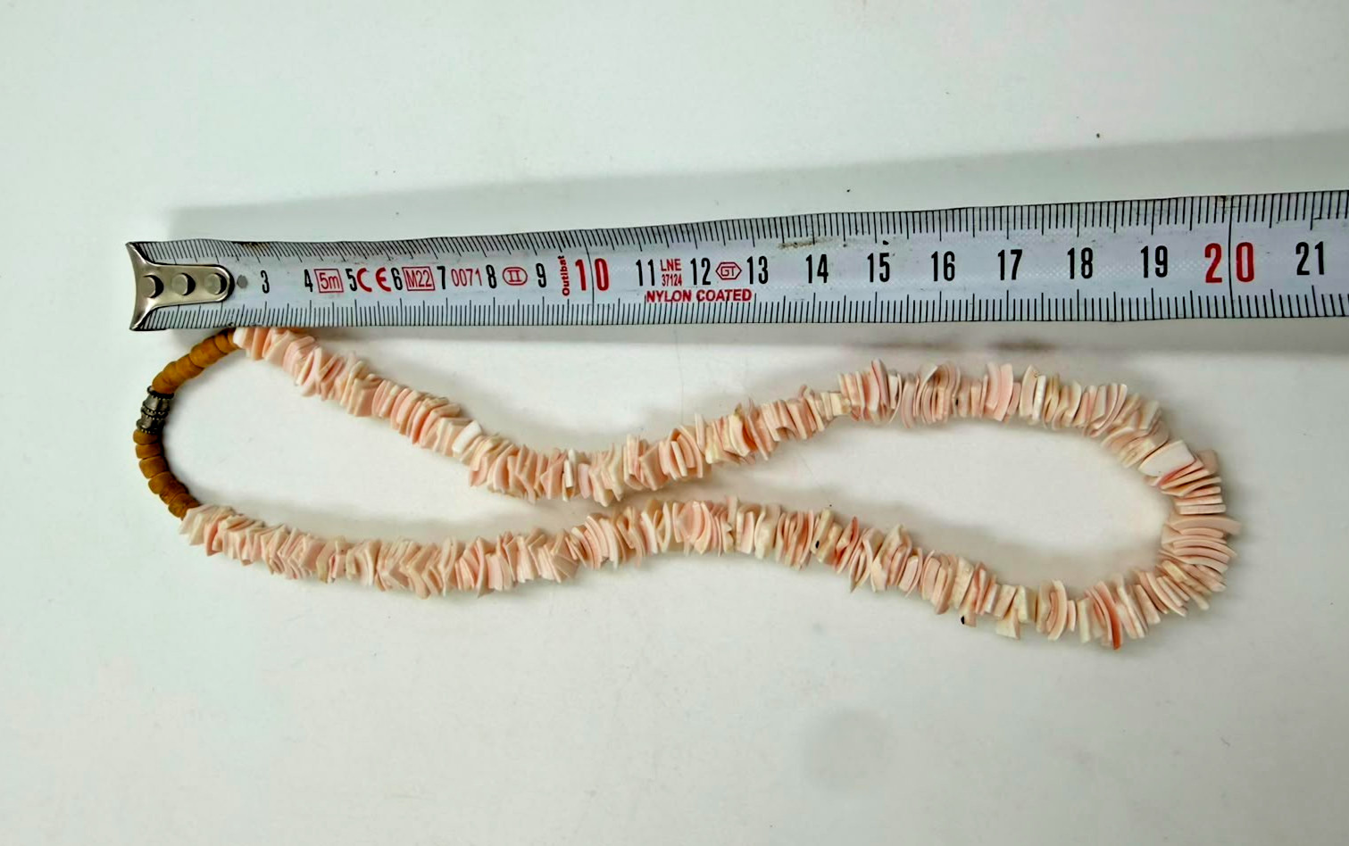 Vintage Pink Mother of Pearl Shell Chip Necklace 16.5” Natural Beach Jewelry