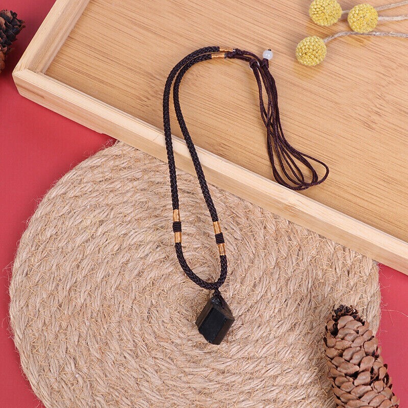 100% Natural Black Tourmaline Chunk Pendant Protection Necklace for Man Woman