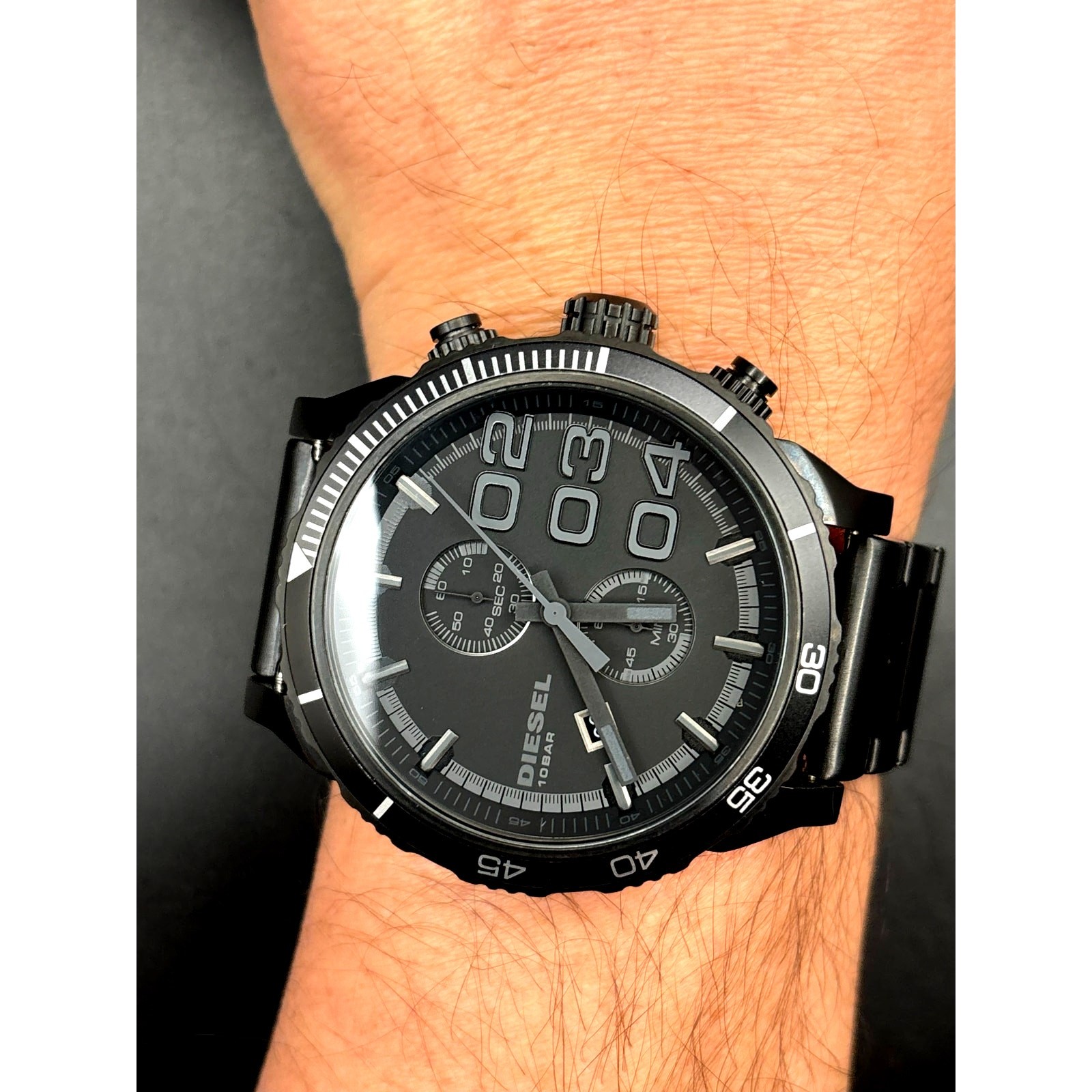 Diesel DZ4326 Men’s Double Down Chronograph Black Stainless Steel Watch NWOT