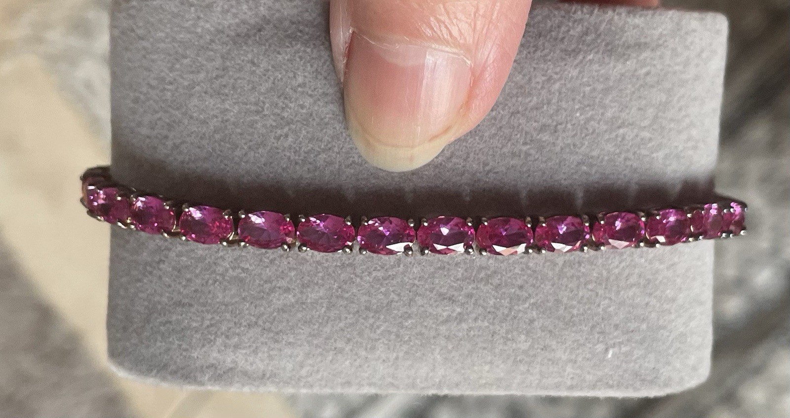 pink ruby sterling silver Bracelet Gold Plated