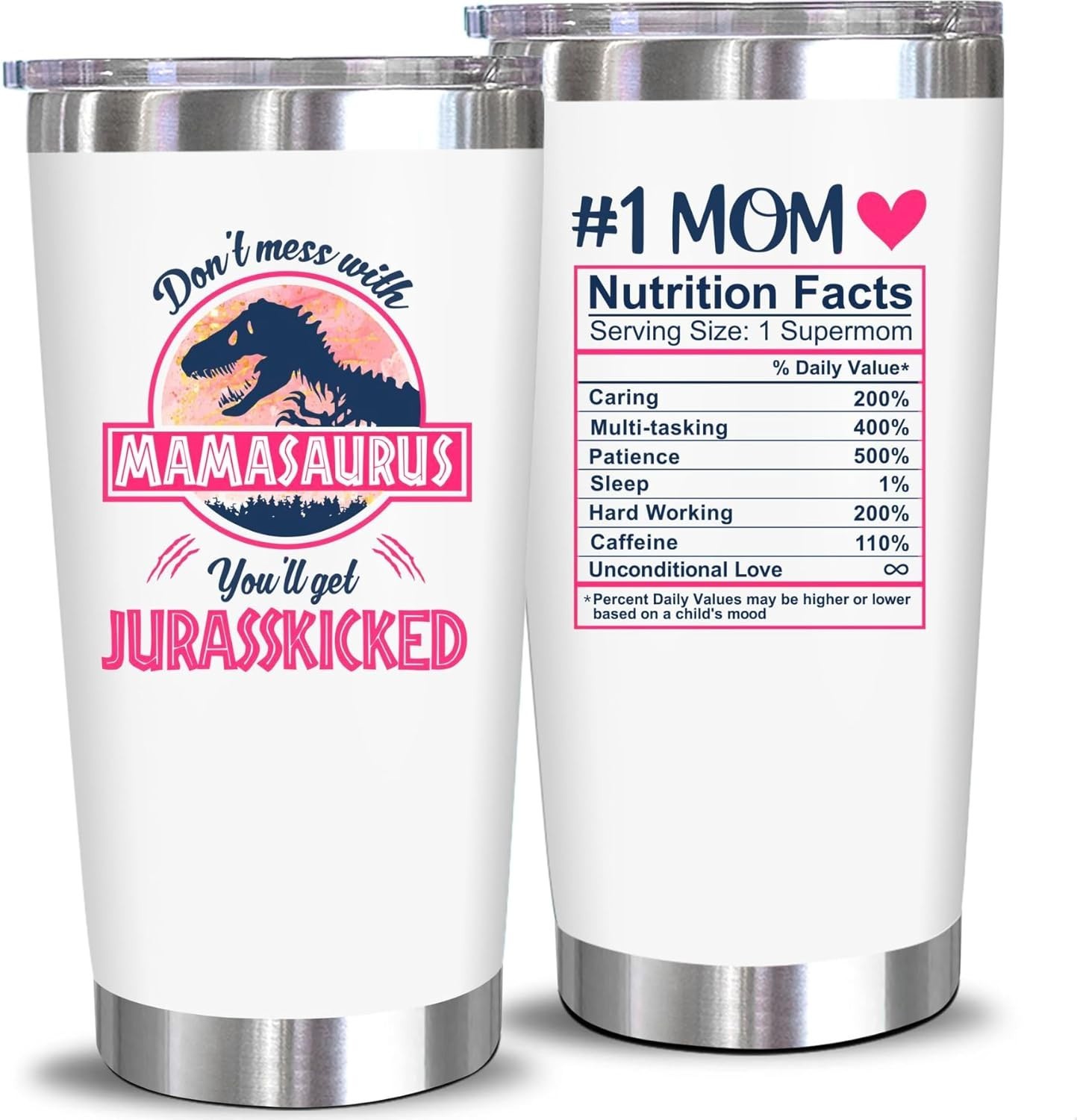 Mamasaurus Wine Tumbler for Mom – Funny Gift Idea]