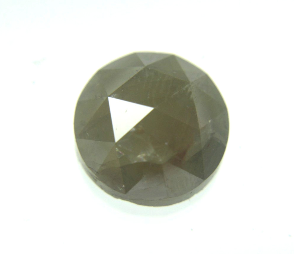 6.45Cts Gray Color Round Rose Cut Diamond Big Natural Real 10.70-10.92×5.95 MM