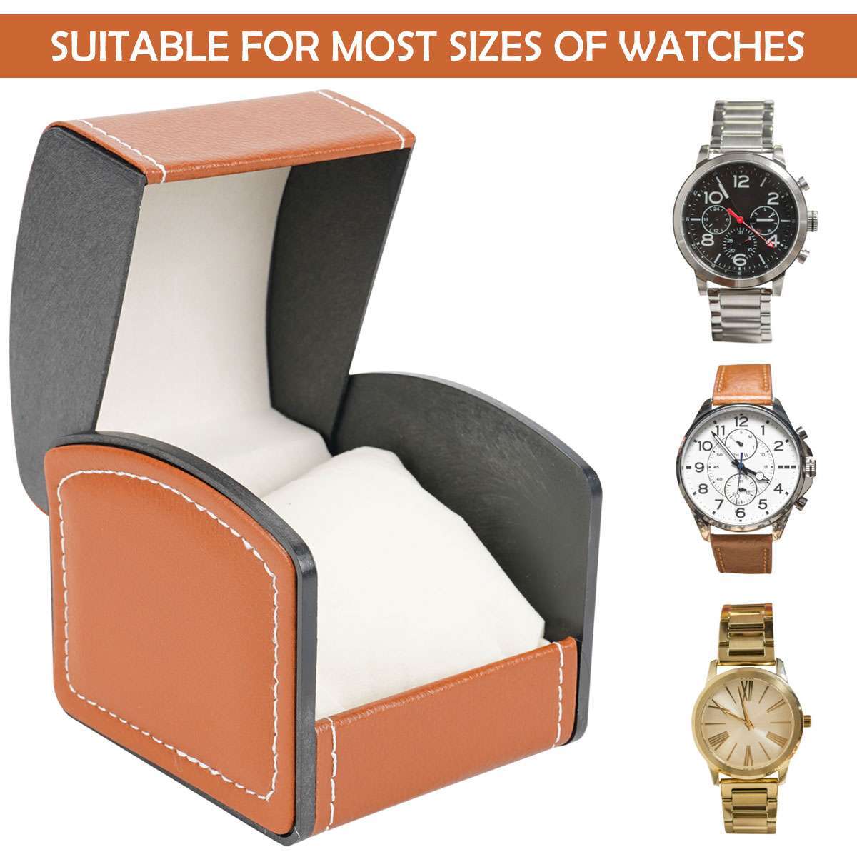 Single Watch Box Case PU Leather Storage Display Case Box Luxury Travel Gift