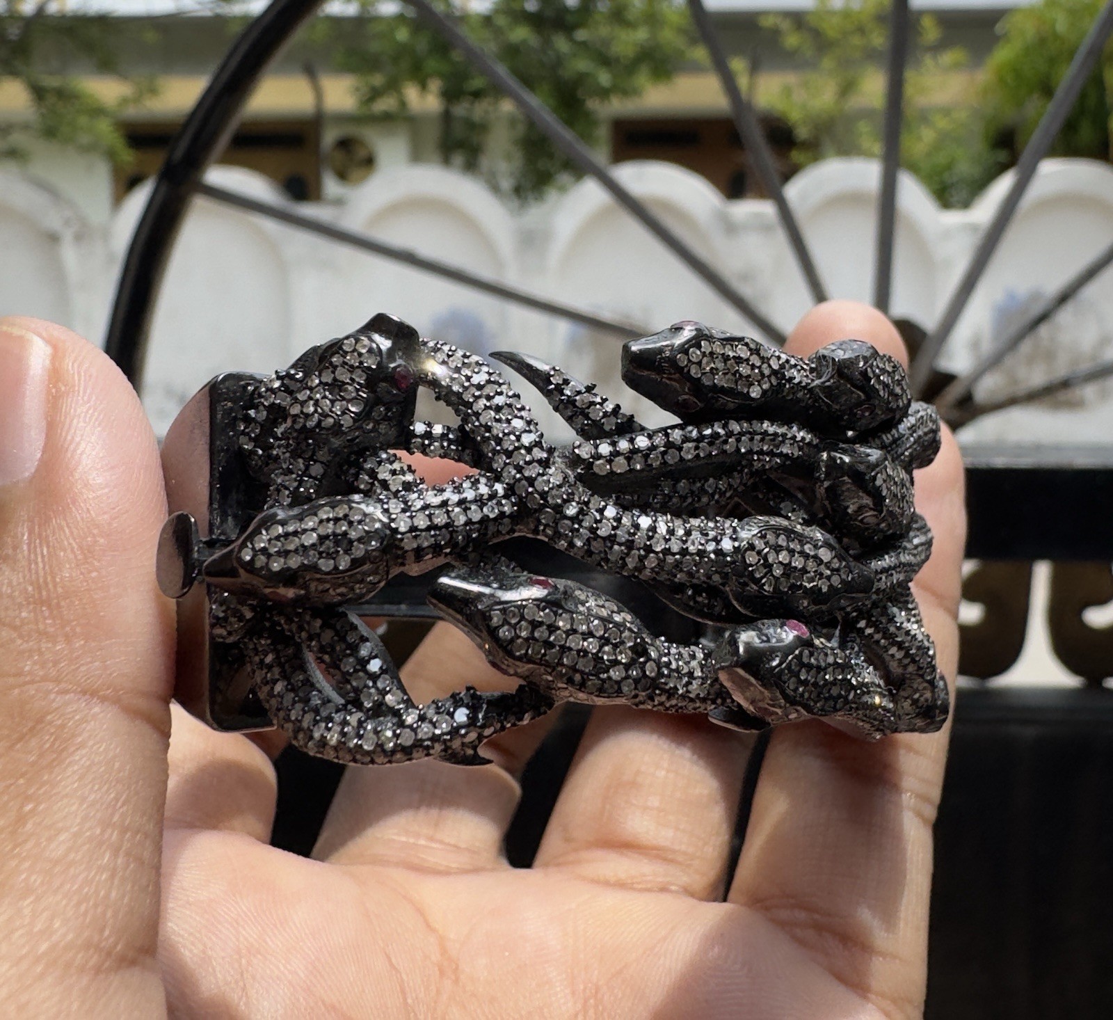 Natural Diamond Snake Bangle 925 Sterling Silver Victorian Handmade Jewelry