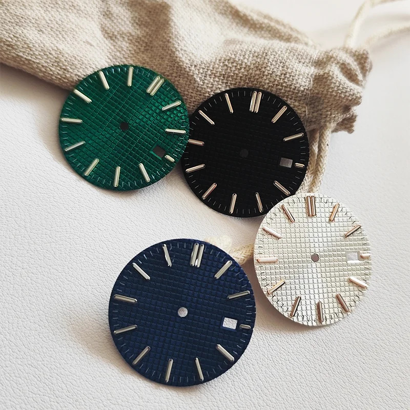 31.8mm Dial C3 Green Luminous Watch Dial Hands For NH35 NH35A Replacement