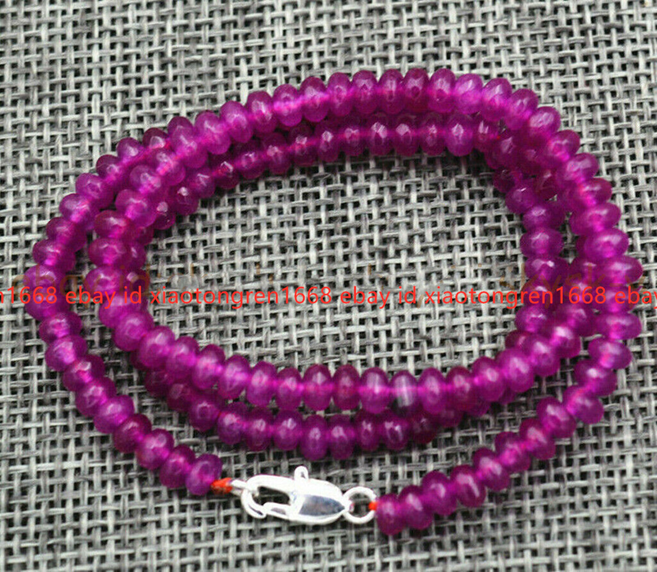 Fashion 2x4mm Faceted Fuchsia Jade Roundel Gemstone Beads Necklace 18-36”