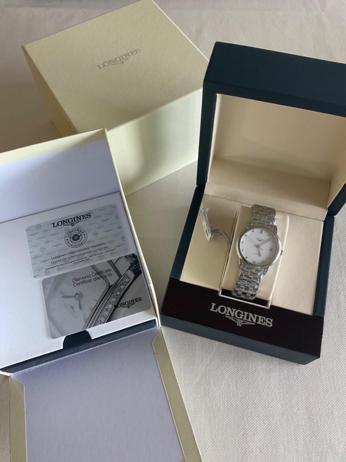 Longines Flagship Automatic 35.6mm White Diamond Dial Watch L47744276