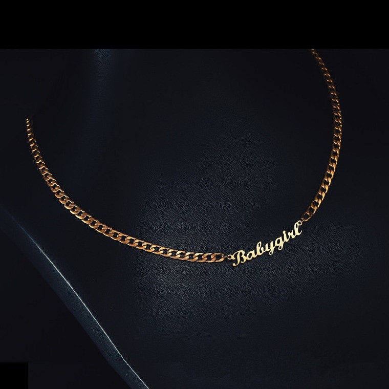 Personalized Titanium Steel Necklace Custom Letter Pendant Gold Silver Rose Gold