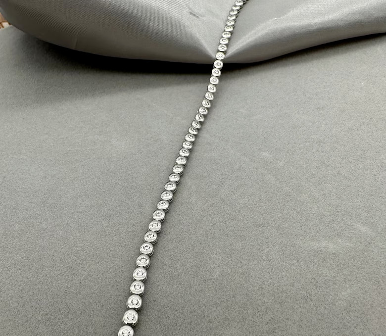 Antique Vintage Art Deco Tennis Bracelet 925 Sterling Silver Lab Created Diamond