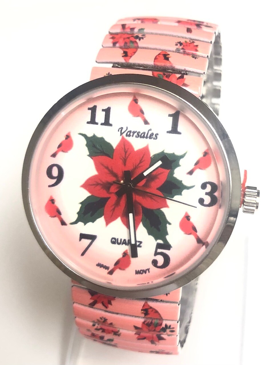 Poinsettias, Cardinals Novelty Stretch Watch