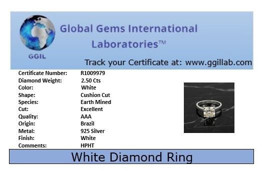 2.50 Ct Certified Cushion Cut Diamond Ring-Amazing Luster, FREE DIAMOND STUDS