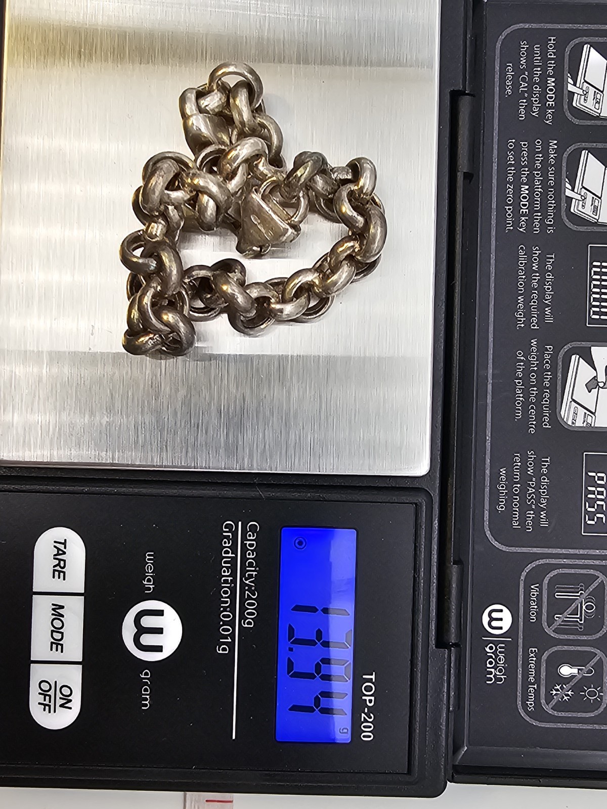 Vintage Italy 925 Sterling Silver Heavy Rolo Link Chain Bracelet – 13.94g