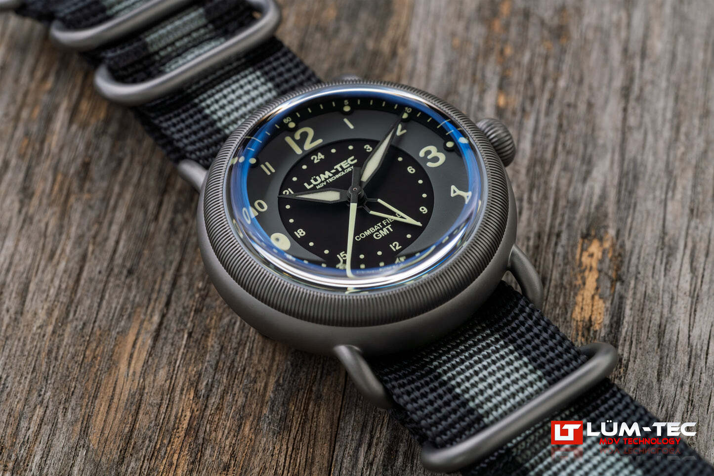 Lum-Tec Mens Watch Combat Field X6 Titanium GMT High Precision Miyota Automatic