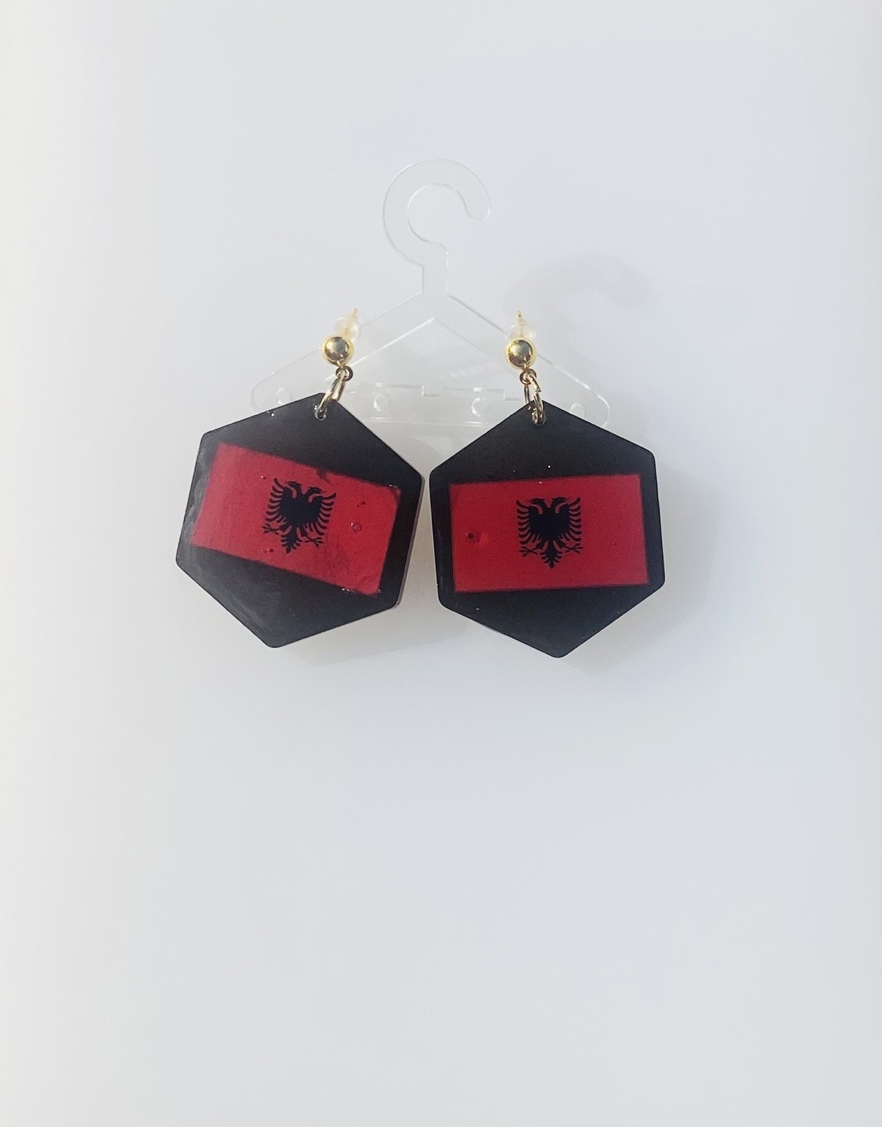 Handmade Resin Earrings – Albania Flag