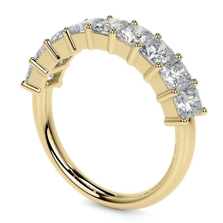 9-Stone 4x3mm Radiant Moissanite Anniversary Wedding Band 14k Gold DEF-VS