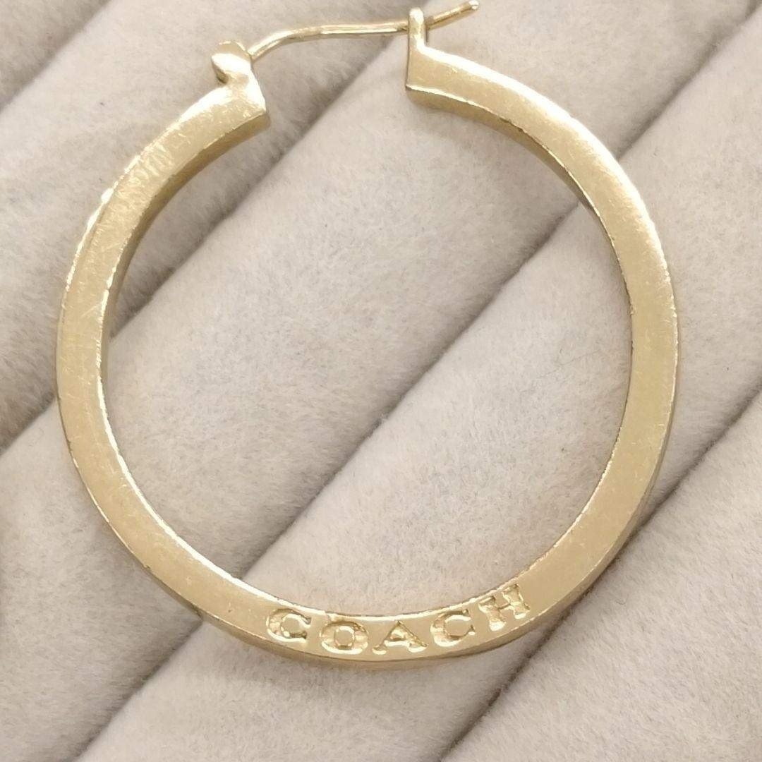 Near mint COACH logo x gold large hoop earrings