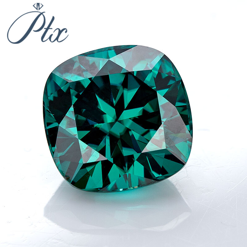 Loose Moissanite Stone Cushion Brilliant Cut Green VVS with GRA Certificate