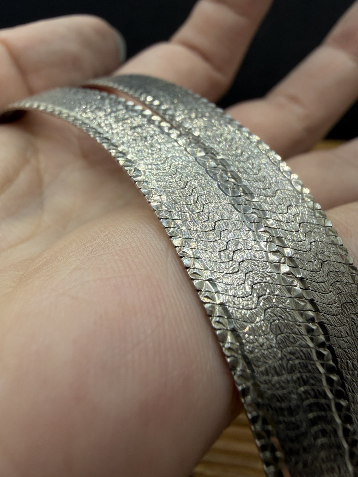 MILOR Italian Sterling Silver Herringbone Chain Necklace