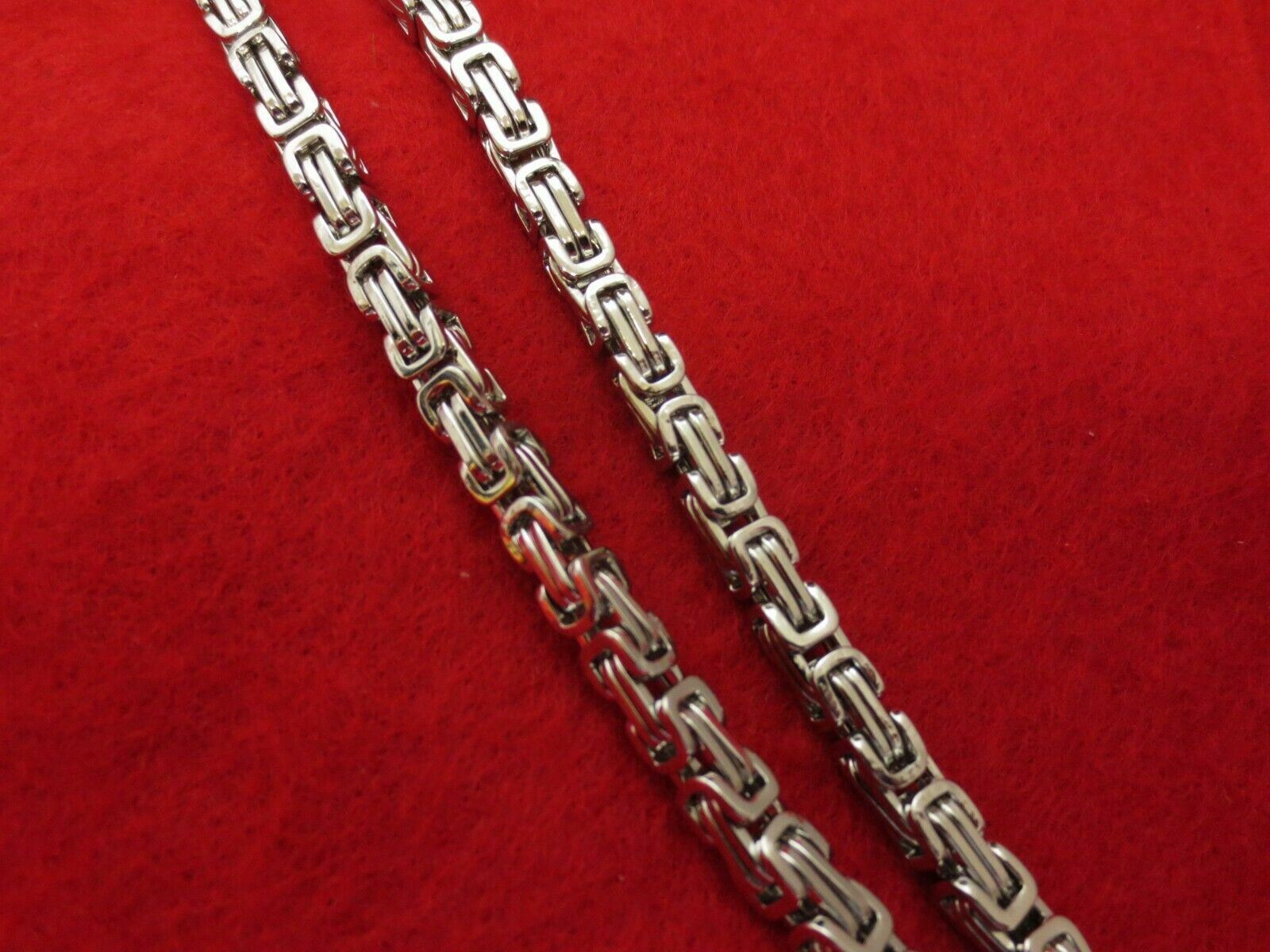 38 INCH STAINLESS STEEL SILVER 4MM BYZANTINE TURKISH BOX CHAIN NECKLACE