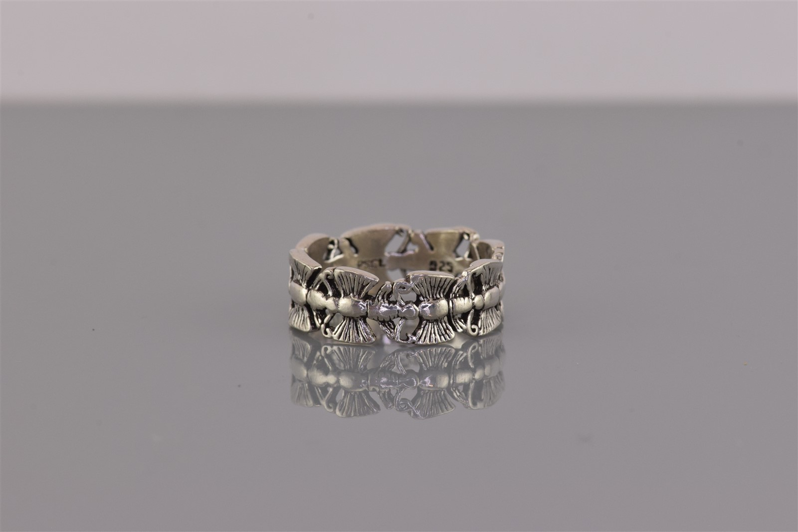 Peter Stone Sterling Silver Carved Dimensional Butterfly Band Ring 925 Sz: 6