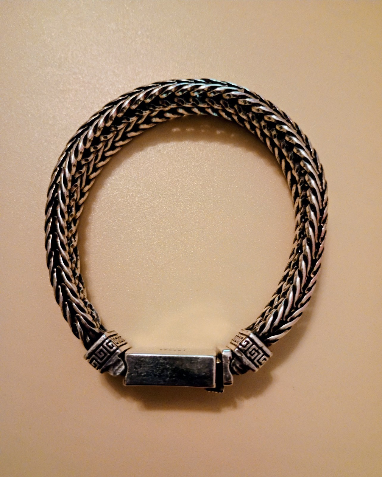 Woman’s 925 Sterling Foxtail Double Chain Bracelet 7″ New Safety Lock Exc Cond!