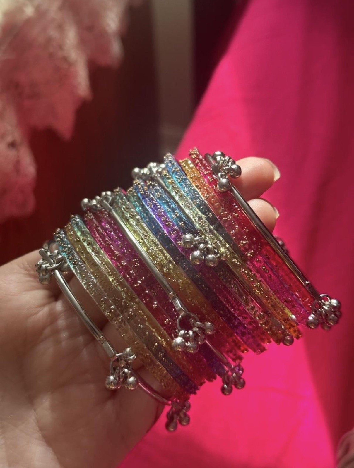 gold & silver Kashmiri Bangles with Diff Color Of Glass bangles