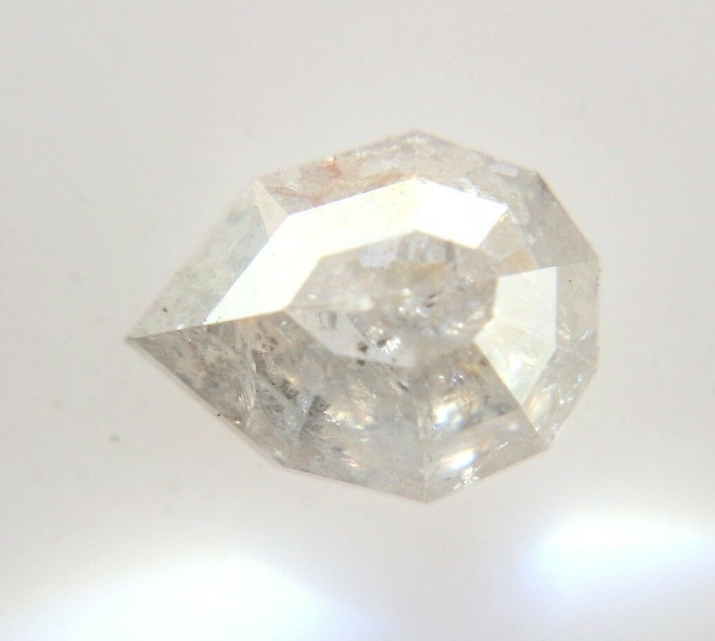 0.54cts Geometric Pear Shape Salt n Pepper Rose Cut Diamond 5.43×4.34×2.92 MM