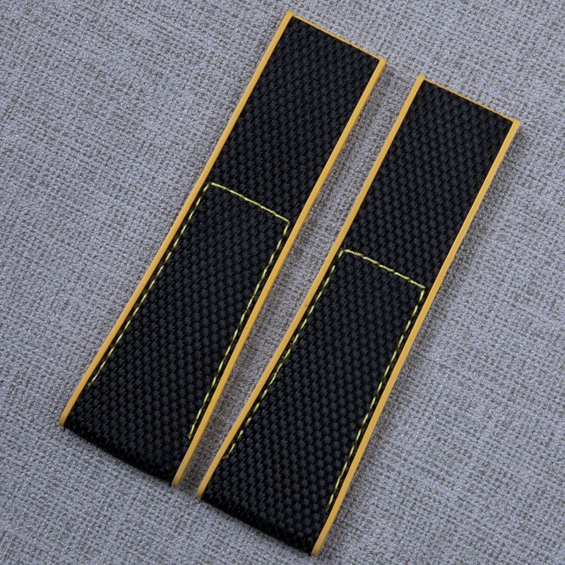 22 24mm Nylon Rubber Watch Band Strap Fits Breitling NAVITIMER WORLD Avenger