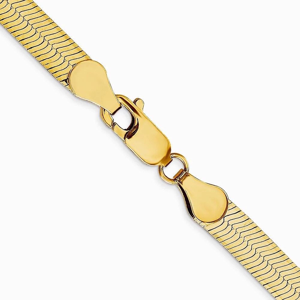 14K Yellow Gold 5mm Silky Herringbone Chain Necklace 16″-24″
