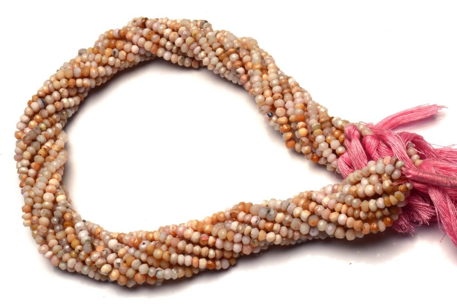 Natural Gem Peruvian Pink Opal Micro Faceted 3MM Approx Rondelle Beads 13″Strand