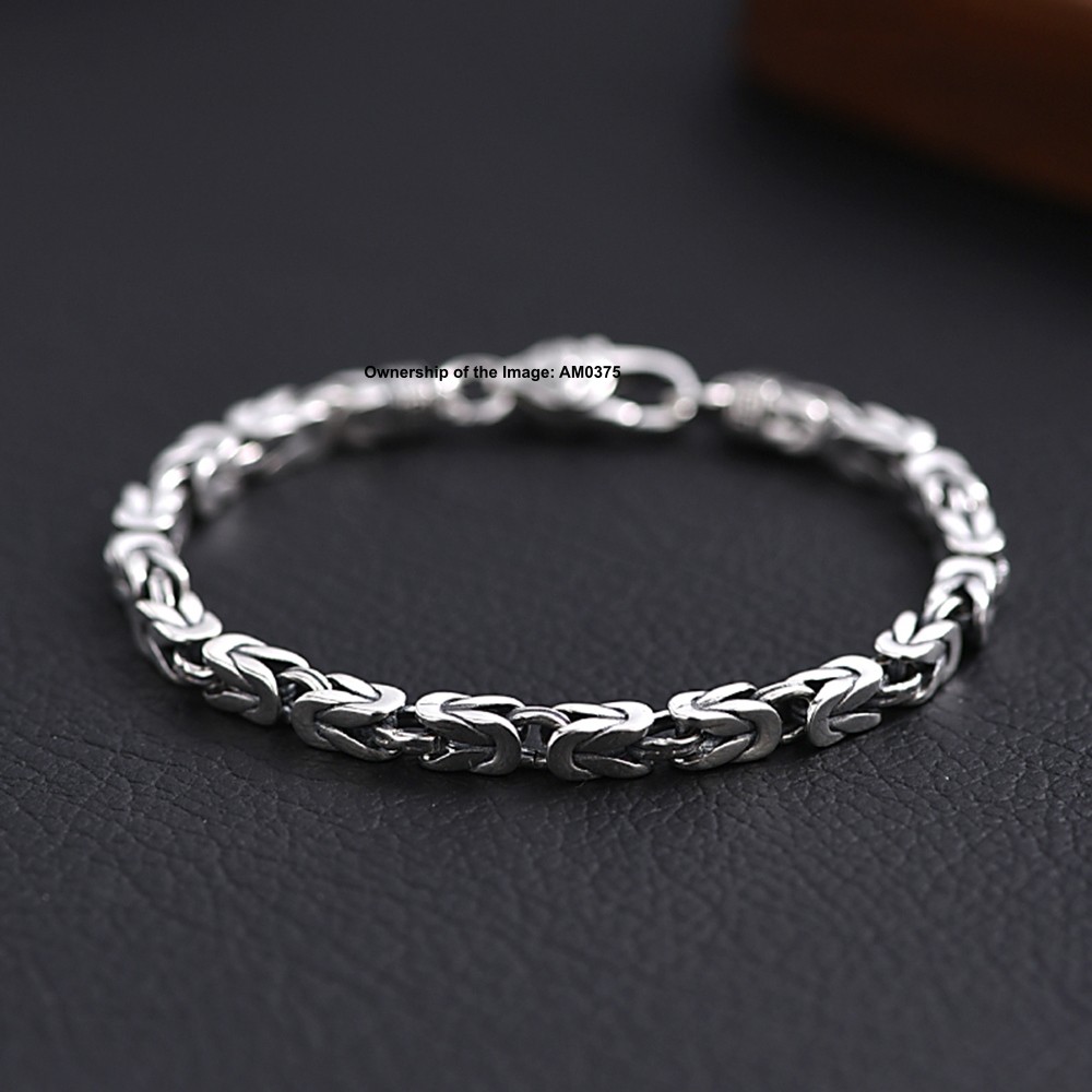 Pure 925 Sterling Silver Square Byzantine Chain Bracelet 5mm Link Unisex Jewelry