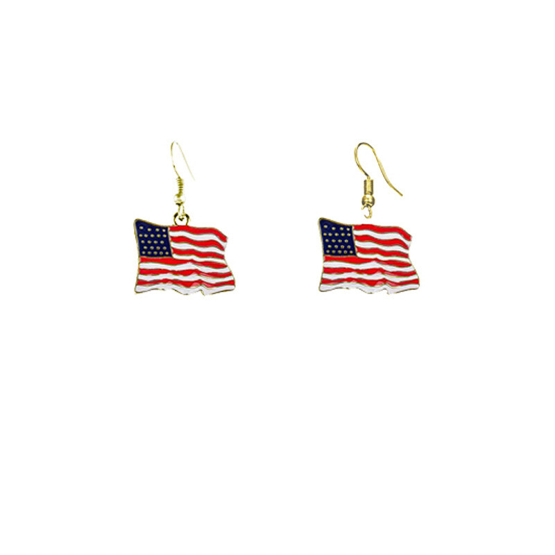 American Flag Earrings Independence Day Necklace July 4th Copper Jewelry Set