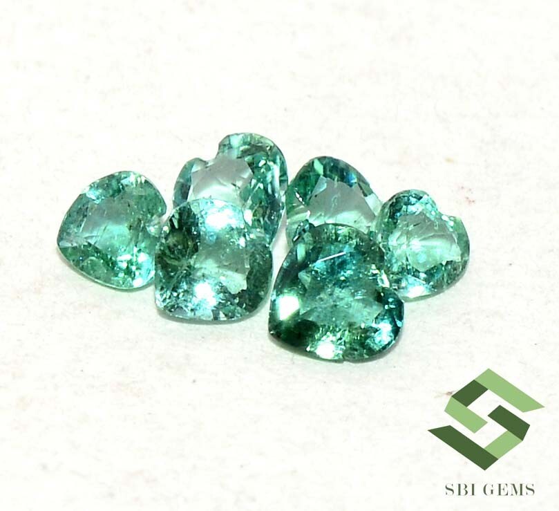 4×4 mm To 5×5 mm Natural Emerald Heart Shape Cut Lot 06 Pcs 1.66 CTS Loose Gems