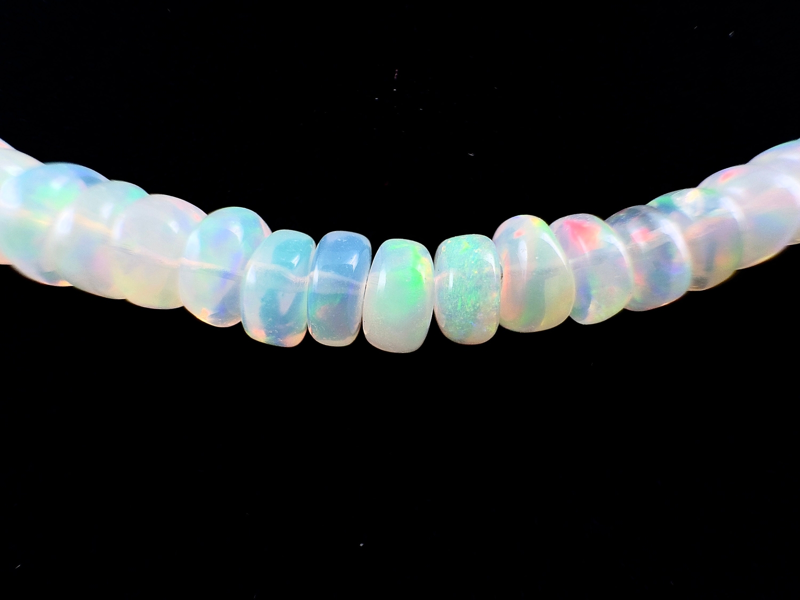 Opal Necklace – Genuine Opal Rondelle Bead Crystal Necklace from Ethiopia, 54058