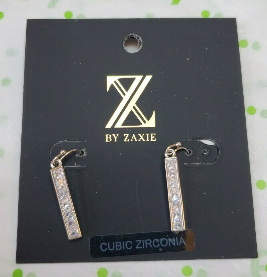 Z By Zaxie Silver Tone Cubic Zirconia Drop French Wire Earrings New